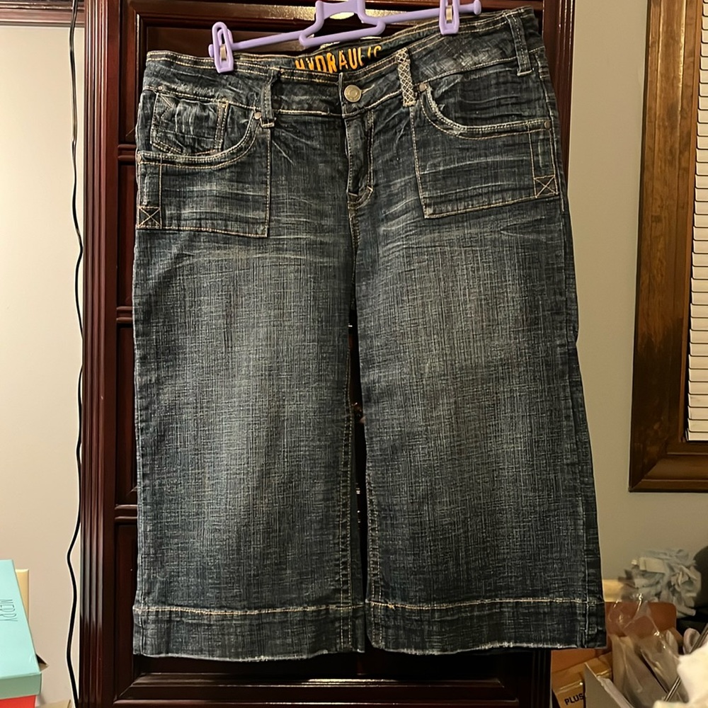 Wideleg denim capris